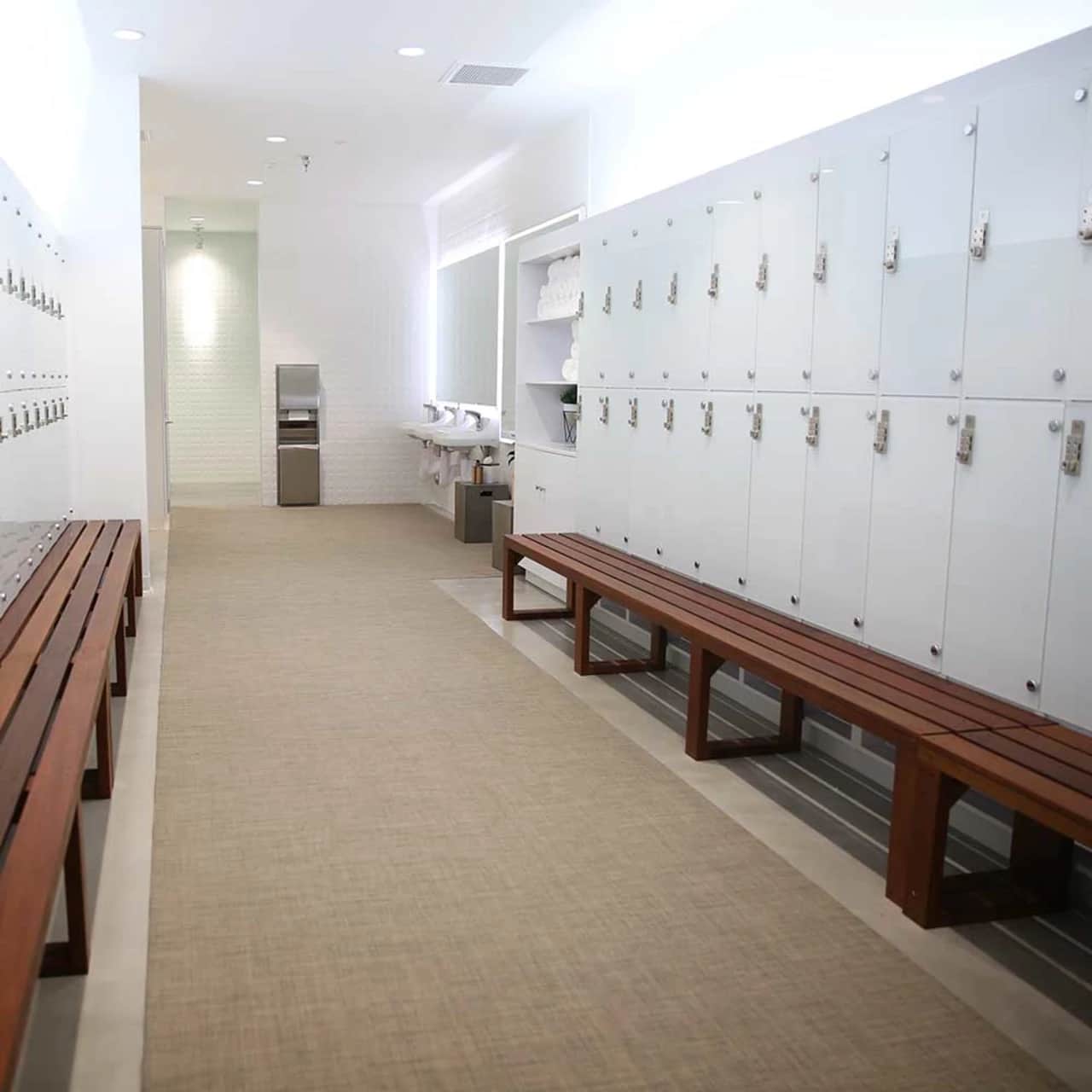 Seaboard Oat Woven Vinyl Runner in Locker Room
Image provided courtesy of Gracie Academy