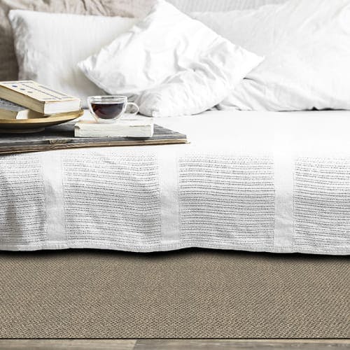 Langley Smoke rug in minimalist bedroom