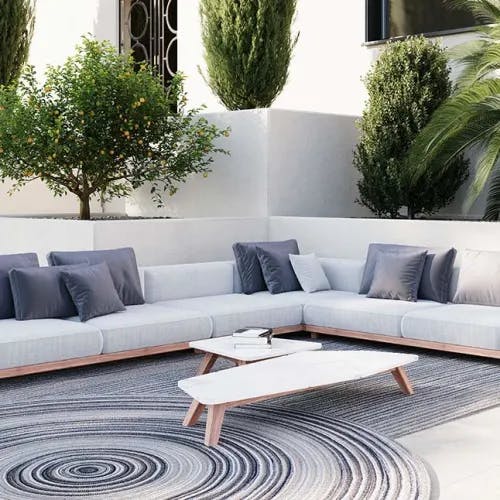 rondezvous: define gathering spaces with outdoor area rugs (color ultramarine)
