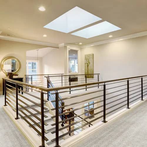 beauty & insulation: cobble wool carpet installed wall-to-wall on stairs & landings insulates for sounds (color beige-light beige)