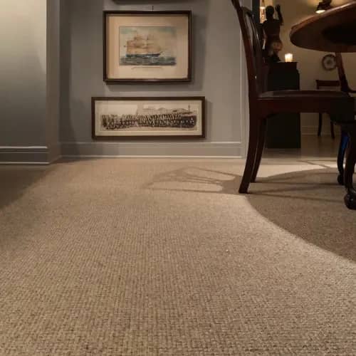 SynSisal®'s Winthrop Mesquite large synthetic sisal rug in dining room