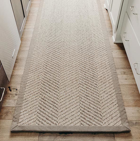 Hastings Pearl sisal kitchen runner with cloth border
